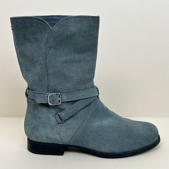 Koolaburra By Ugg Grey Elista Suede Leather Mid-Calf Moto Boots Size 8 - Picture 1 of 9